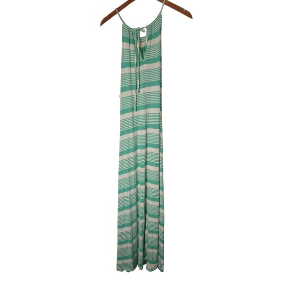 Olivia Matthews Womens S Vibrant Green White Striped sleeveless Flowy Dress‎ - Picture 2 of 10